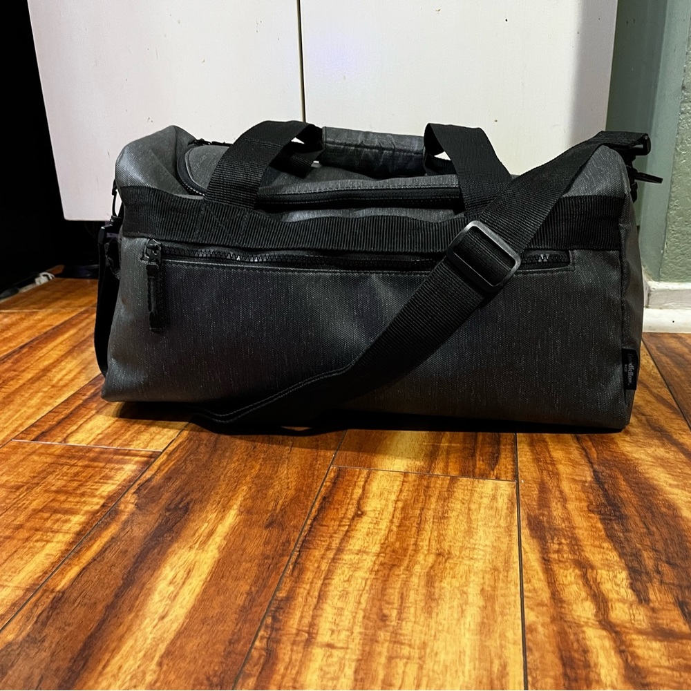 Grey and black gym bag